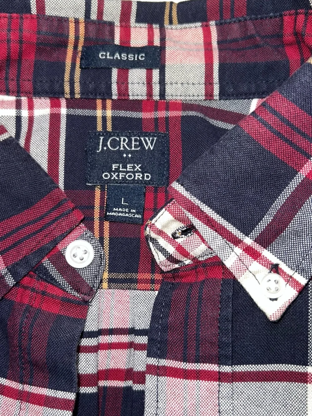 J. Crew Men's Plaid Button-Down Shirt in Burgundy, Black & White